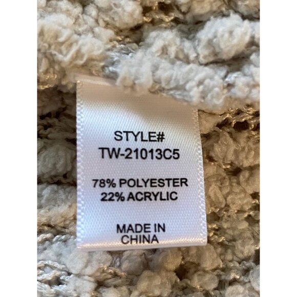 Zenana Women M Beige Textured Knit Sweater Ribbed Trim & Pockets Oversized Boho - Picture 4 of 10